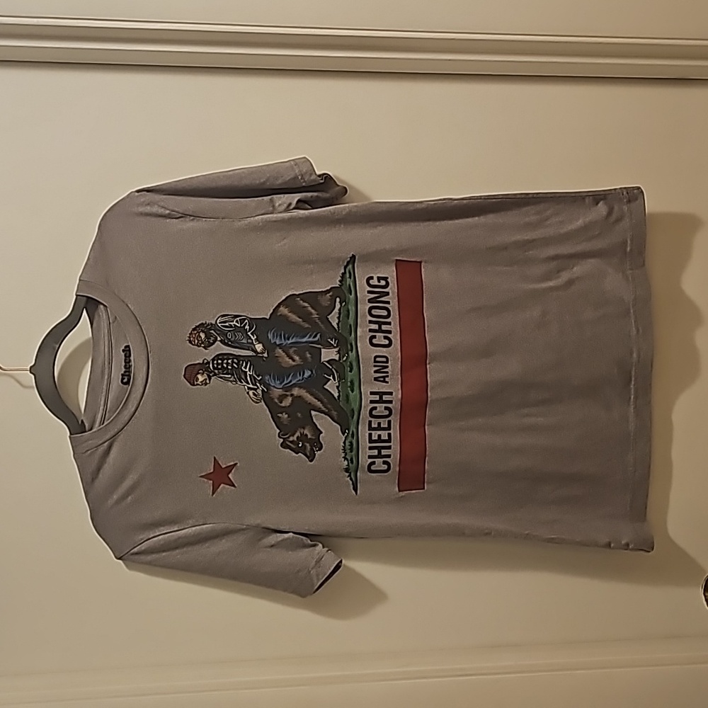 Cheech & Chong California State Flag Bear Size Small Gray Shirt